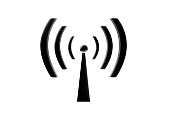 3D wifi sign symbol black white background isolated