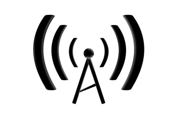 3D wifi sign symbol black white background isolated