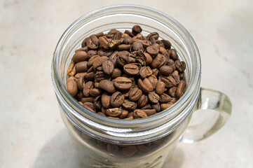 Arabica coffee beans, light roasted, unsorted