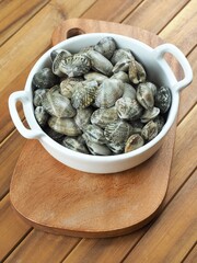 신선한 음식재료 바지락, 조개류