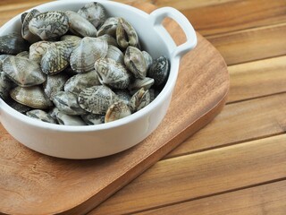 신선한 음식재료 바지락, 조개류