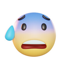 Anxious face with sweat Emoji 3D Illustration