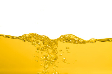 Surface of oil  create bubble,wave, ripple against white background.