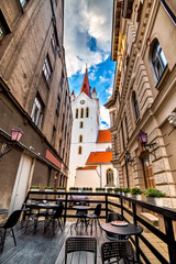 Fototapeta premium Medieval Evangelical Lutheran Church of Saint John in Cesis town, Latvia