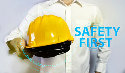 Engineer white shirt and helmet on white background,safety first