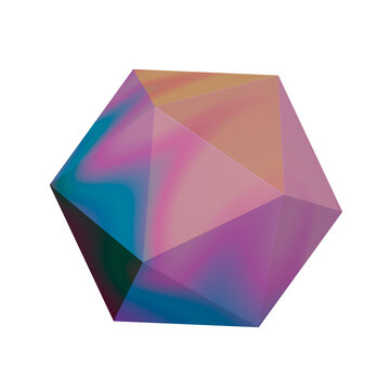 3d illustration geometric shape of icosahedron
