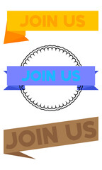 Set of ribbon with Join Us text. Banner template. Label sticker. Sign.