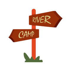 camping hiking outdoor activity directional sign vector flat illustration icon design