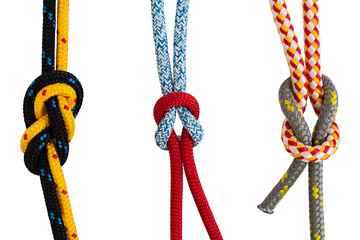 Colorful ropes isolated on white background