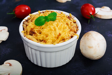 Julienne with chicken and mushrooms