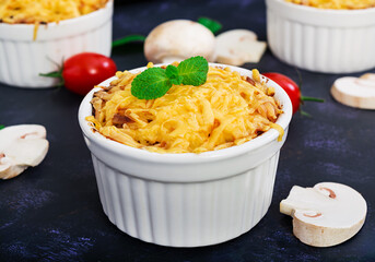 Julienne with chicken and mushrooms