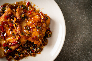 Fried Snapper Belly with Spicy Garlic Soy Sauce