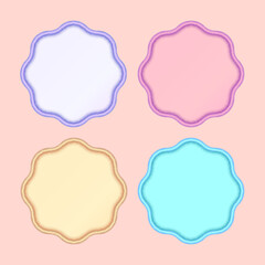 Set of four octagonal 3d shape, text box and banner for infographic design