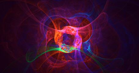 3D rendering abstract multicolor fractal light background