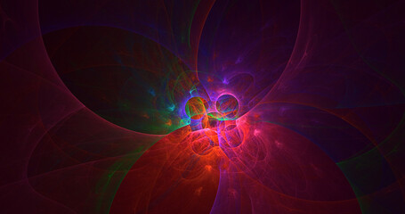 3D rendering abstract multicolor fractal light background