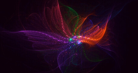 3D rendering abstract colorful fractal light background