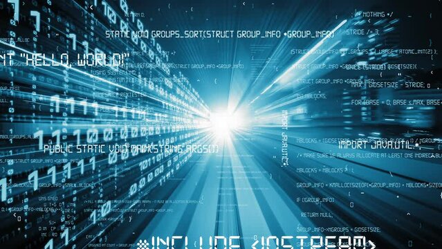 Software development, application programming code and tacit computer coding . Concept of smart digital transformation and technology disruption that changes global trends in new information era .
