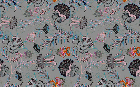 Digital textile kalamkari Allover pattern design