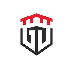 GD or GU letter castle concept design icon vector