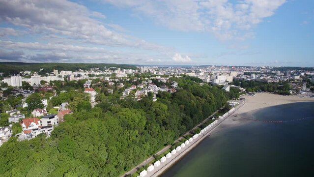 Feliks Nowowiejski Seaside Boulevard in Poland, aerial drone view