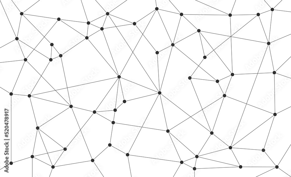 Sticker Compact network polygonal structure connected dots and lines background template. Blockchain linked global graphic vector.