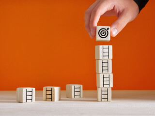 Business objectives, goal achievement, success or goal setting concepts. Initiation for planning to reach the target.