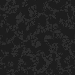 Black camouflage grunge pattern, seamless vector background. Classic clothing style masking dark camo, repeat print. Monochrome texture