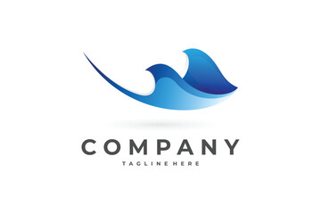 stingray logo with blue color gradient style - obrazy, fototapety, plakaty