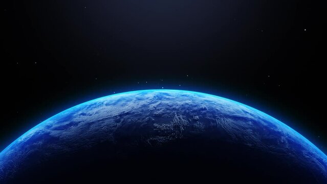 Earth Rotate From Space, 3D Animation of Globe, Sunrise From Space, Abstract Background 4k