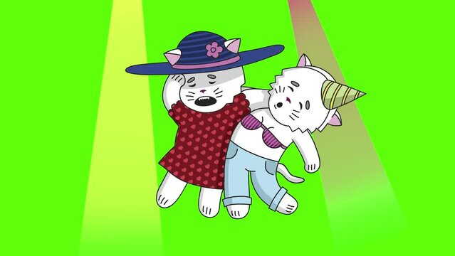 Alco Kity. Green Background. Cute.