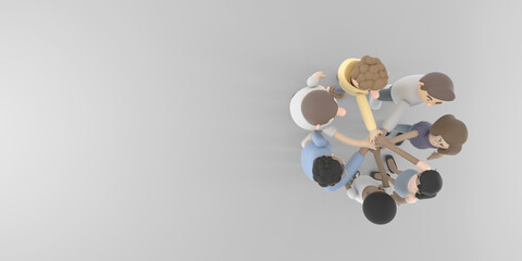 3D character young people with business concept