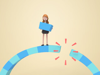 Obraz premium Businesswoman holds a piece of the missing piece isolated background