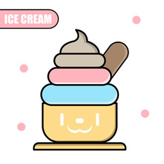 cute and cartoon style ice cream flat illustration. suitable for ice cream packaging and background patterns