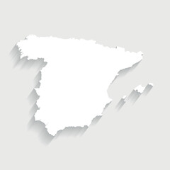 Simple white Spain map on gray background, vector