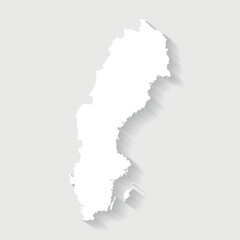 Simple white Sweden map on gray background, vector