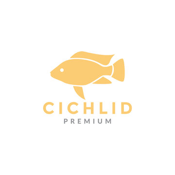 flat fish cichlid logo design