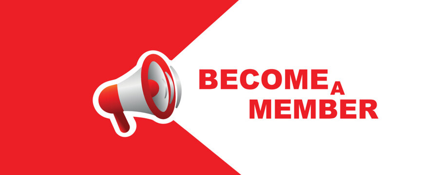 BECOME A MEMBER Sign On White Background
