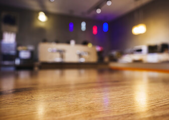 Fototapeta na wymiar Table top indoor cafe coffee shop restaurant Blur background