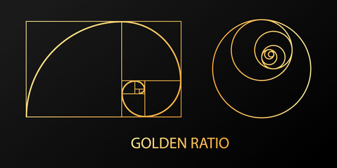    Golden section. Circle of the Fibonacci sequence. Spiral geometric shapes. Vector illustration