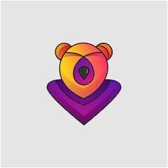 bear head colorful logo