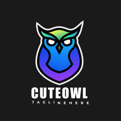 cute owl illustration logo