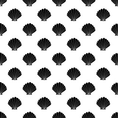 Black and white sea shells vector seamless pattern