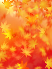 Naklejka na ściany i meble Oriental background material depicting autumn leaves