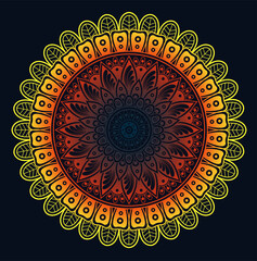 Charm in yellow flowers. Ornament with a smooth transition. Floral pattern in a circle.