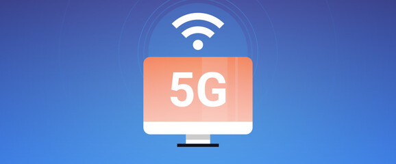 5G internet connection speed futuristic concept and online wireless system connection technology flat vector illustration.