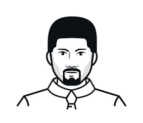 white collar employee icon with ball beard. Human face and haircut concept.
