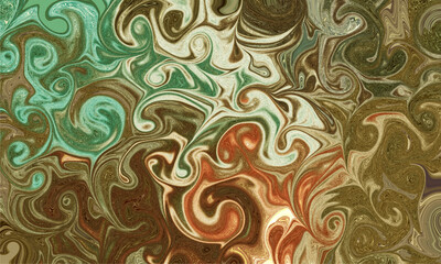 Green Golden Liquid Marble Canvas Abstract Painting Rectangle Background With Gold Glitter Texture