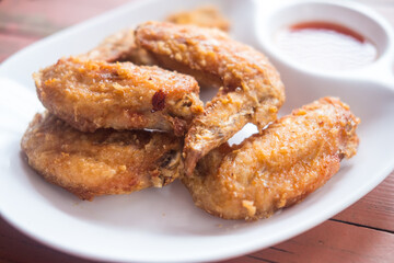 Closeup fried chicken wing