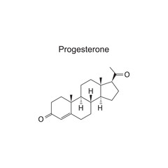 Progesterone hormone molecular structure on white background. Vector illustration.