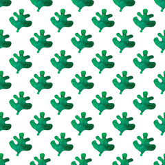 Hand-drawn malachite leaves Seamless pattern. Abstract botanic seamless nature pattern with bright leaves